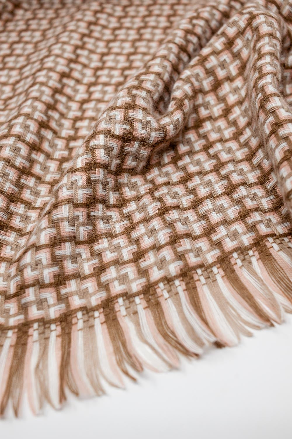 Super soft pastel pink scarf with geometric print - Scarves