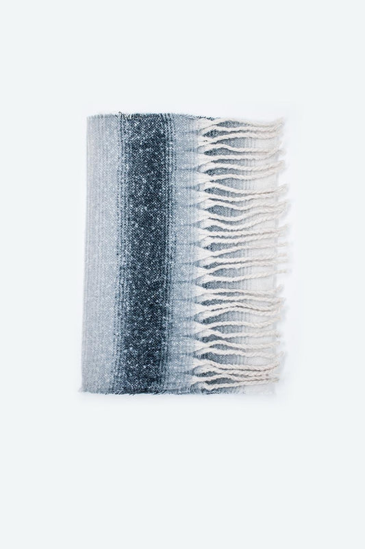 Supersoft long woven scarf with fringe in black - Scarves