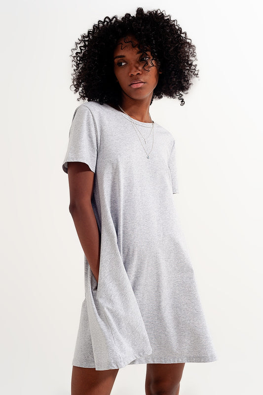 Swing t shirt dress with concealed pockets in grey - Dresses