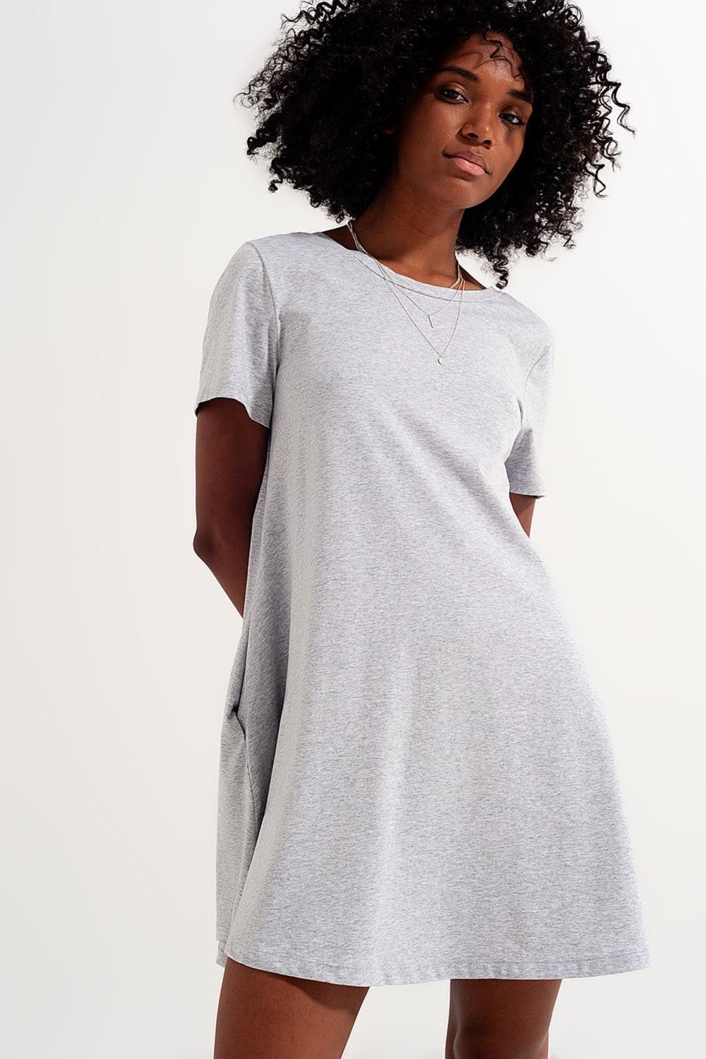 Swing t shirt dress with concealed pockets in grey - Dresses