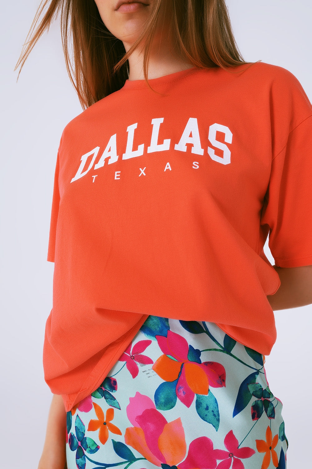 T Shirt with Dallas Texas Text in Orange - T-Shirts