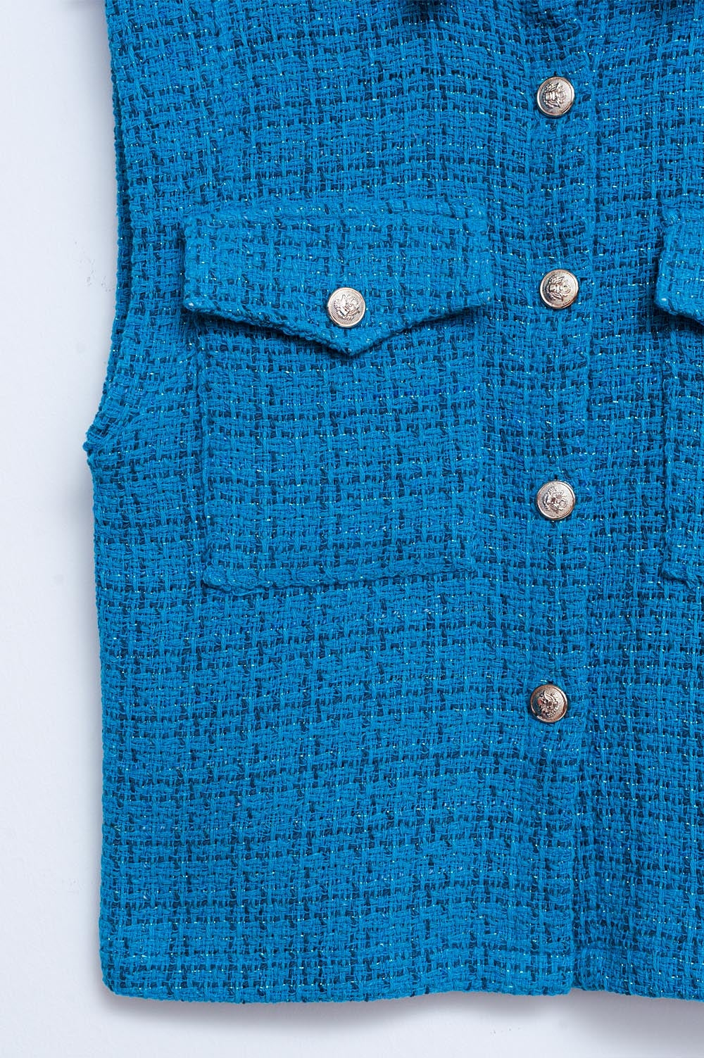 Tailored suit waistcoat in blue boucle - Vests