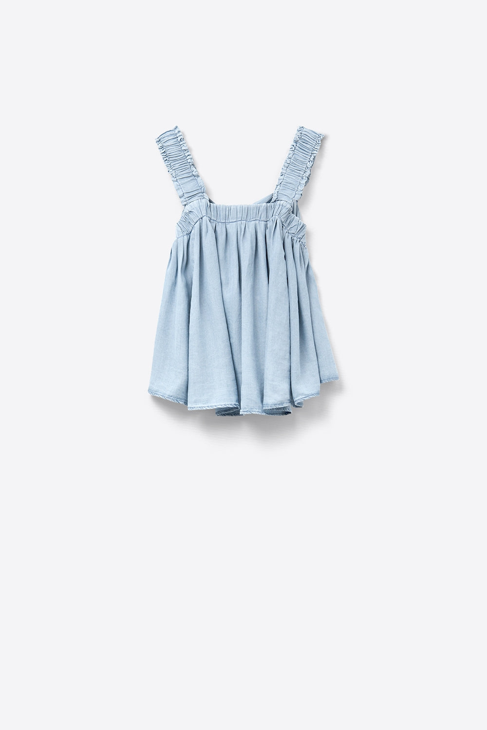 Tencel fabric Top with Rouched Straps in Blue - Tops