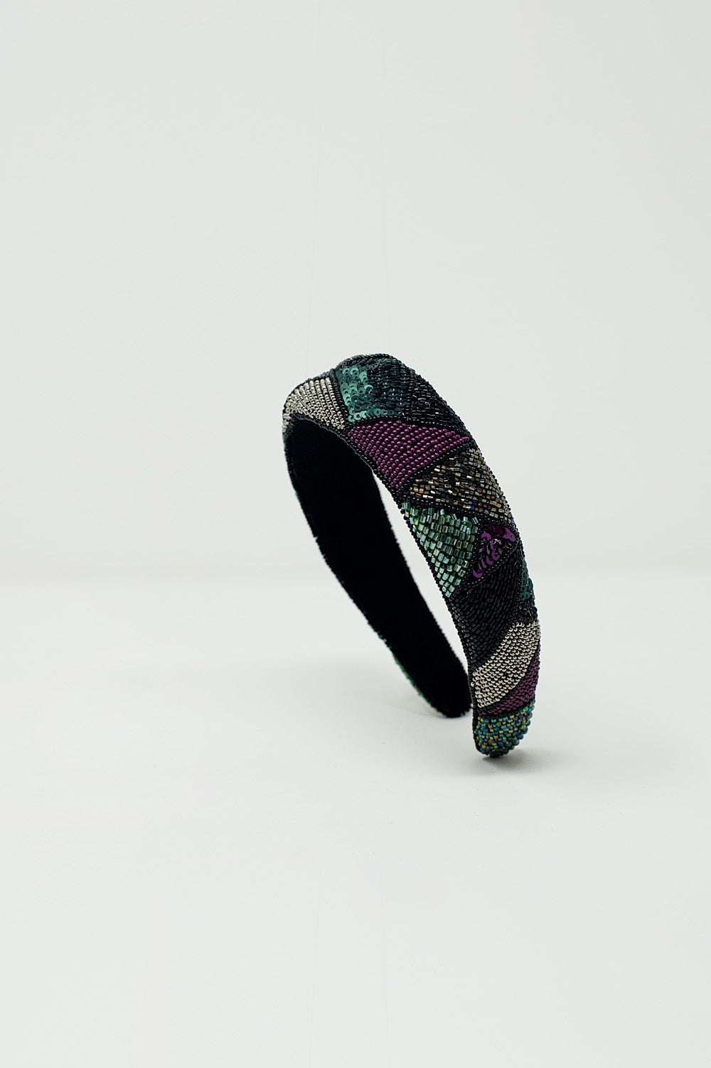 Thick Embroidered Headband in Cool Colors - Headbands