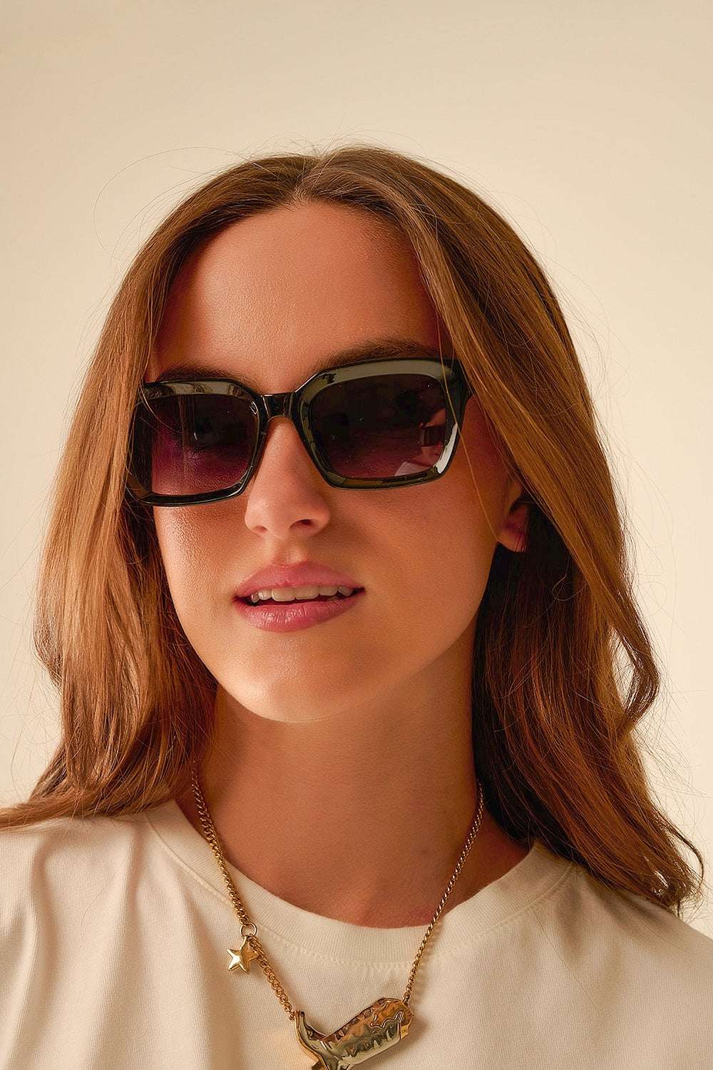 Thick Square Frame Sunglasses Chunky Retro in green - Sunglasses