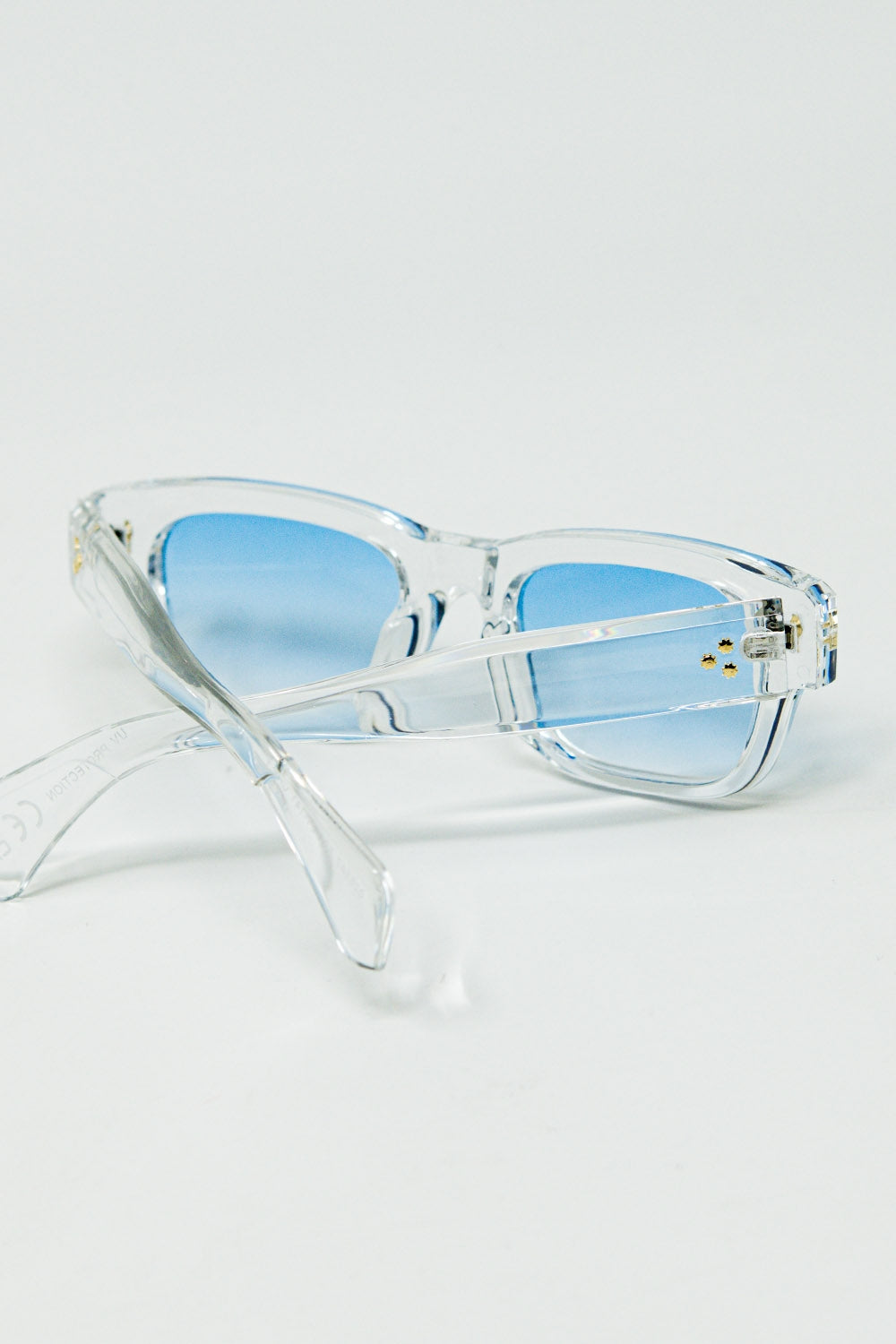 Translucent White Sunglasses with Oval Light Blue Lenses - Sunglasses
