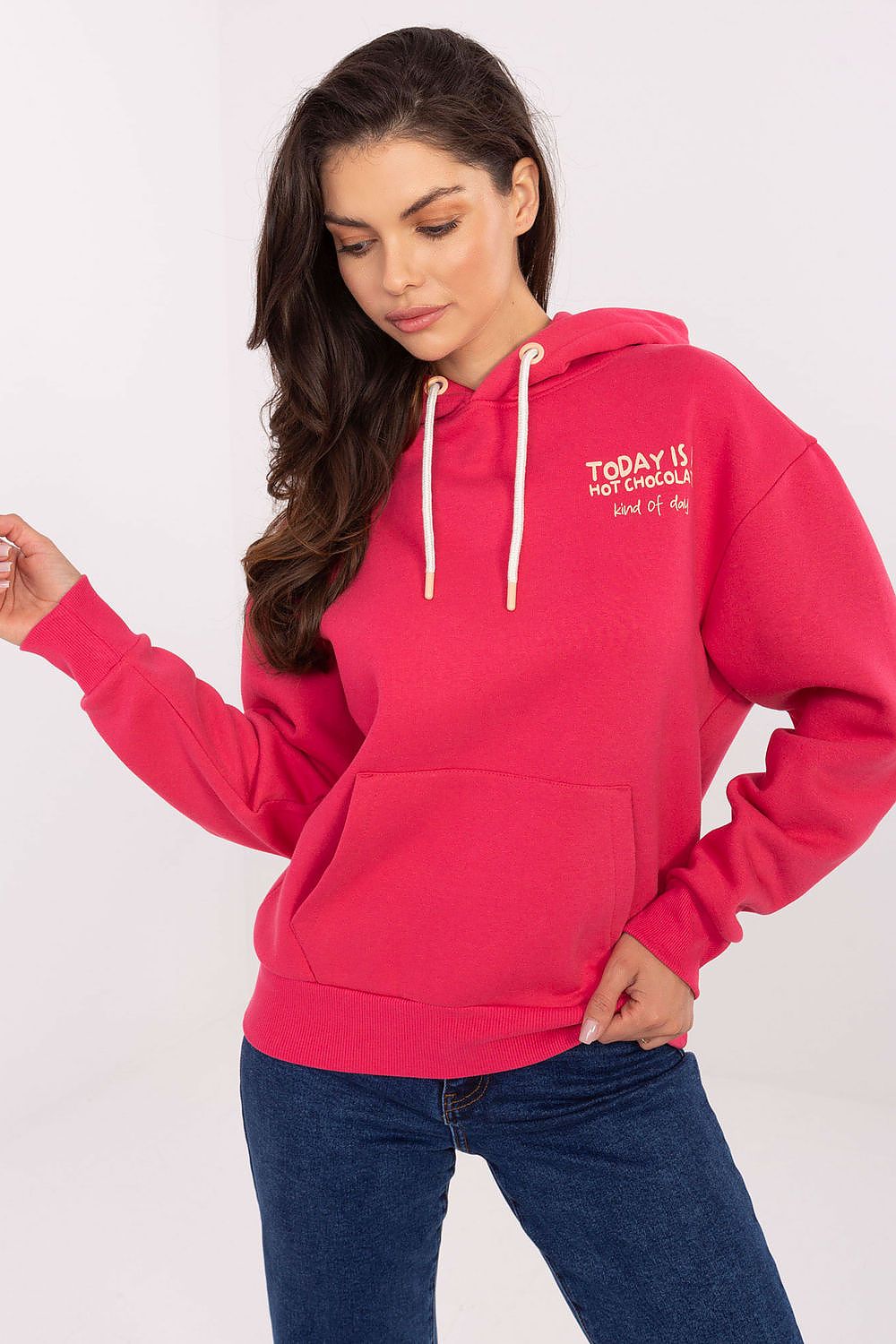 Sublevel Trendy Hoodie for Women - Matcha Design pink - Sweaters