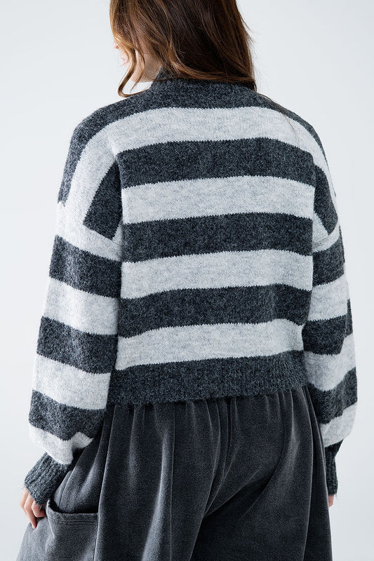 turtleneck gray striped sweater - Jumpers