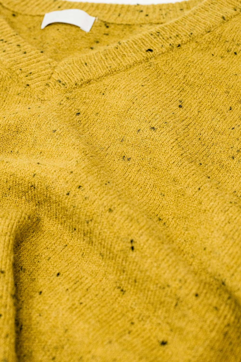 V-neck relaxed fit Speckled Sweater in Mustard Yellow - Jumpers