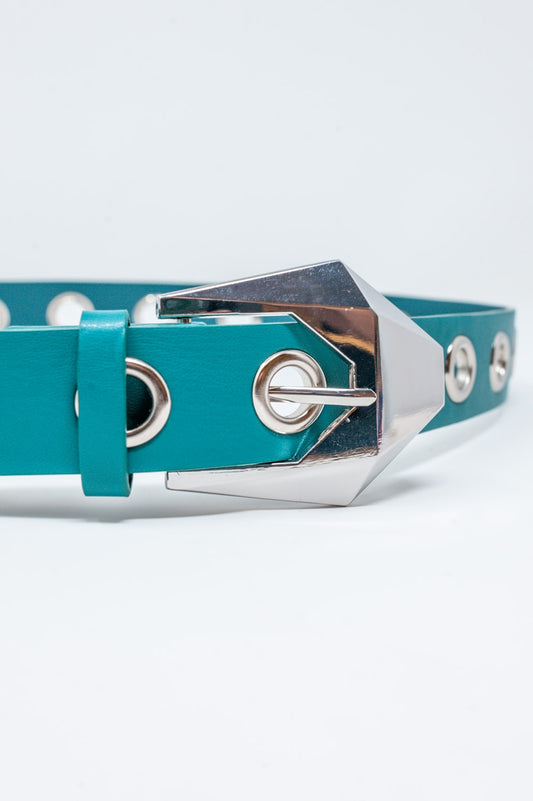 Waist and hip eyelet jeans belt in green - Belts