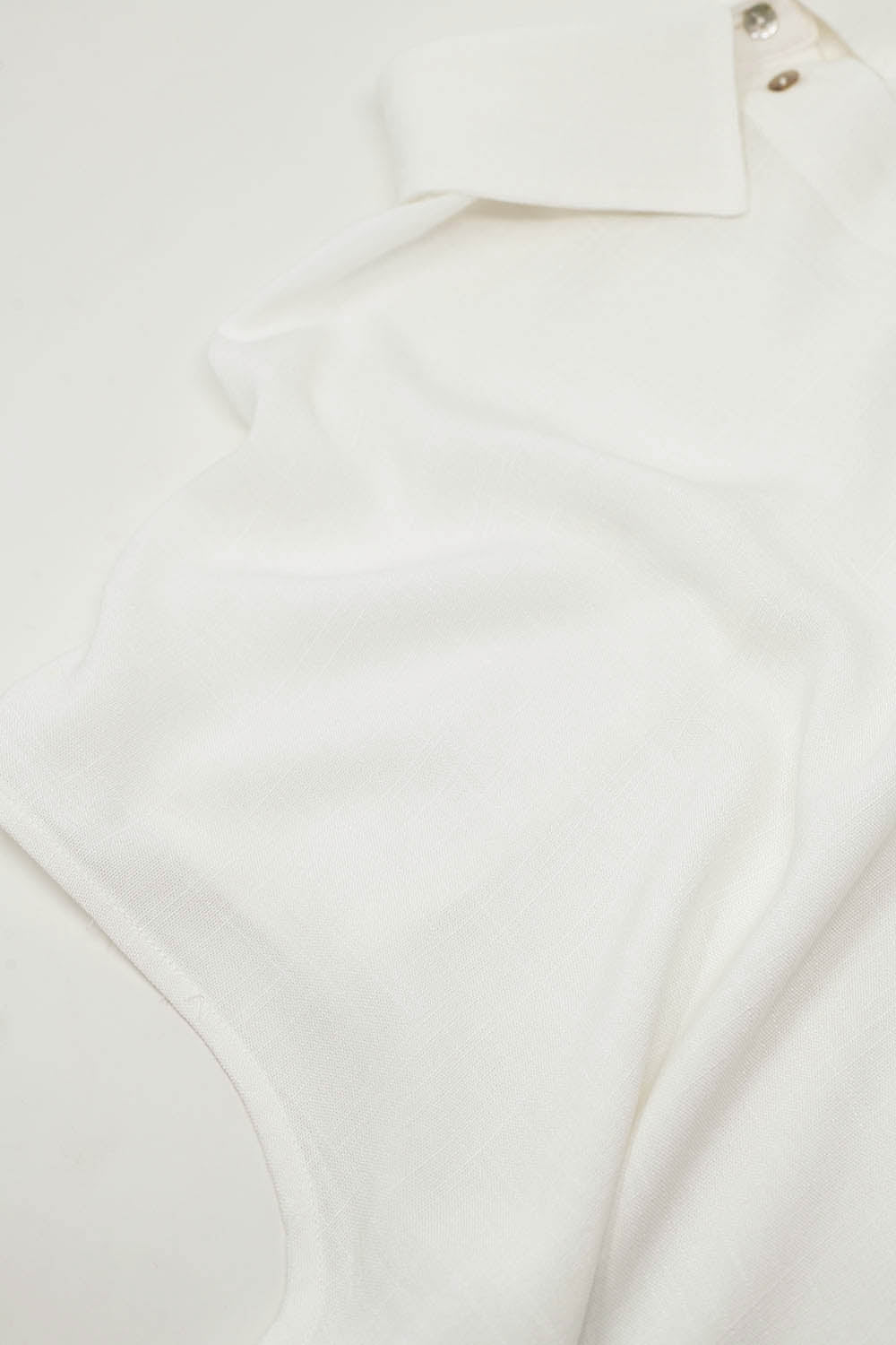 White Button Up Blouse With Polo Collar - Shirts