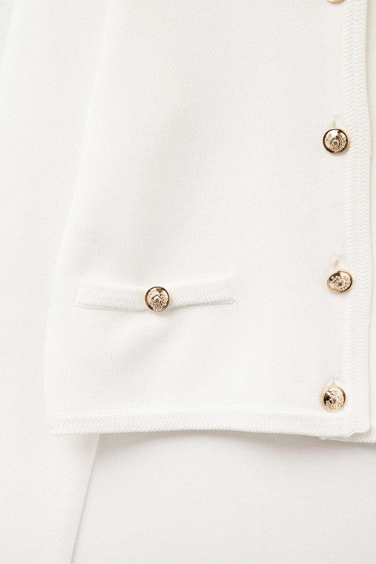 White Cardigan with Gold Buttons - Cardigans