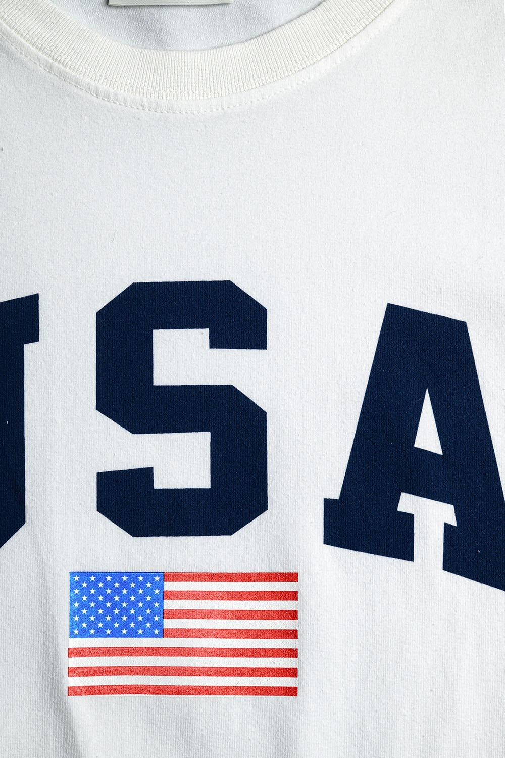 White loose long t-shirt with USA logo - T-Shirts