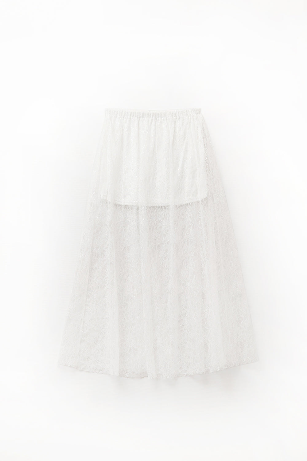 White maxi lace skirt with sequin detail - Skirts