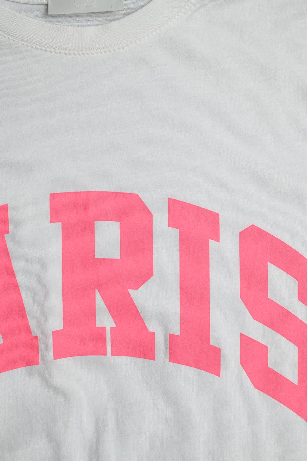 White Paris Relaxed T-shirt with Pink Letters - T-Shirts