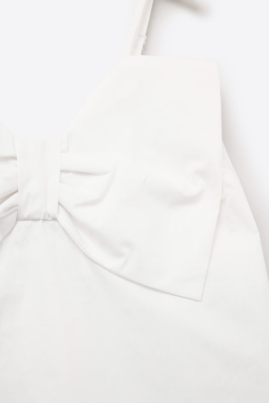 White poplin crop top with bow detail - Tops