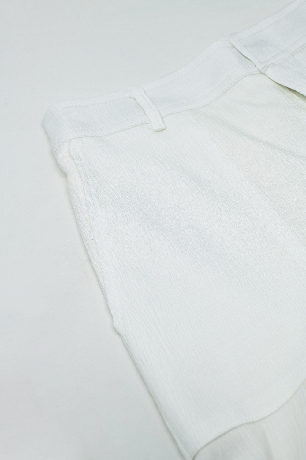 White satin Pants With Side Pockets And Belt Hoops - Trousers