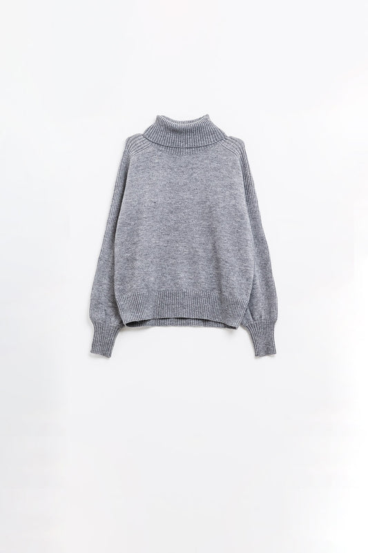 wide grey sweater with ribbed sleeves - Jumpers