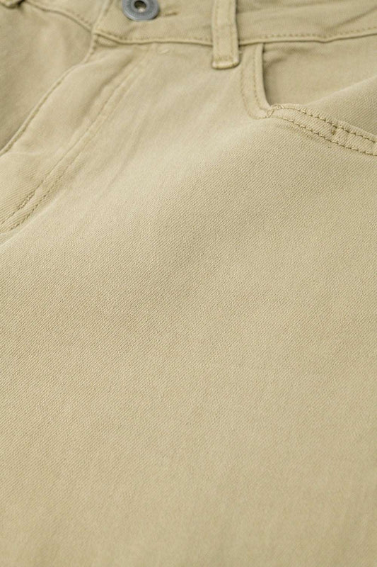 Wide leg beige pants with leopard print at the bottom - Trousers