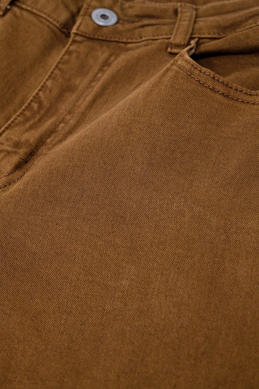 Wide leg camel pants with leopard print at the bottom - Jeans