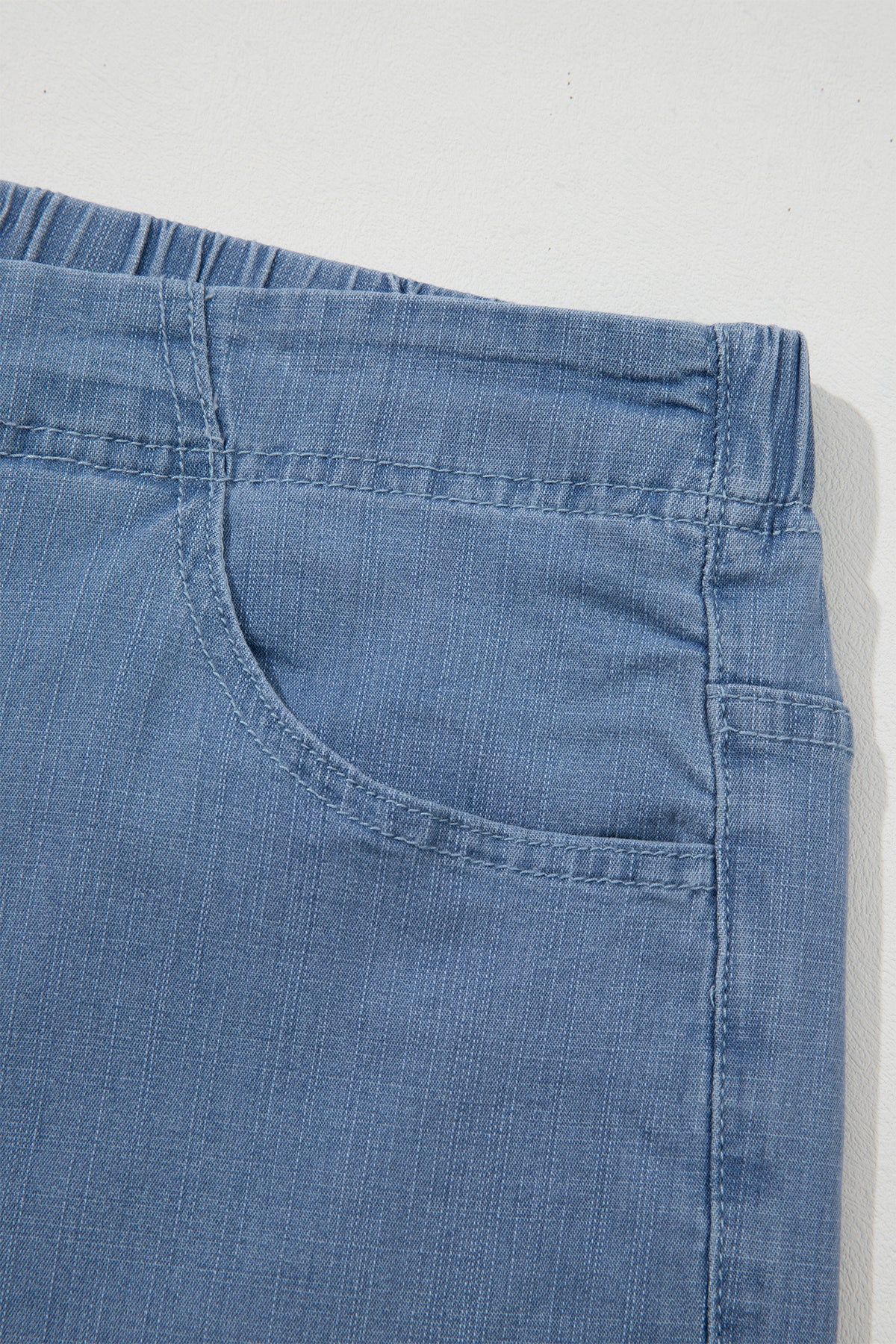 Light Blue Ruffle Hem Wide Leg Full Length Plus Size Jeans - Plus Size/Plus Size Bottoms