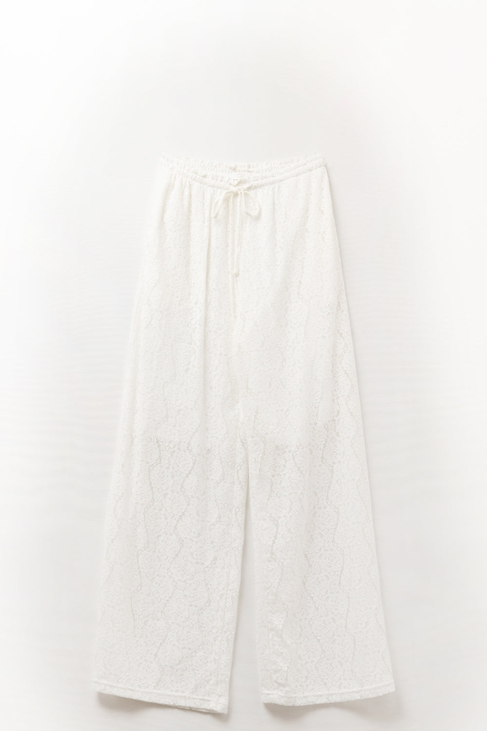 wide-legged lace pants with elastic waistband - Trousers