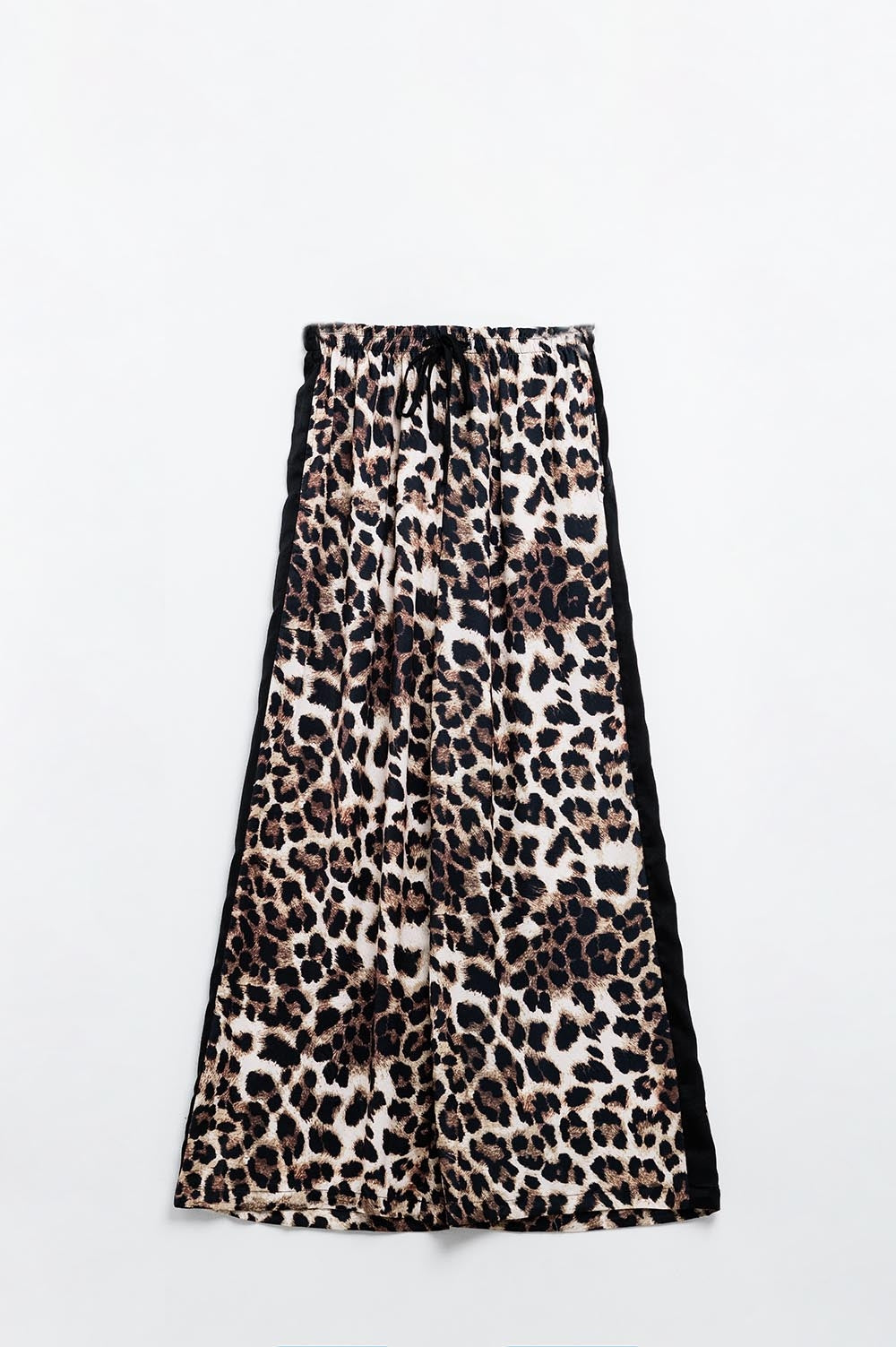 Wide leopard pants with satin side stripe - Trousers