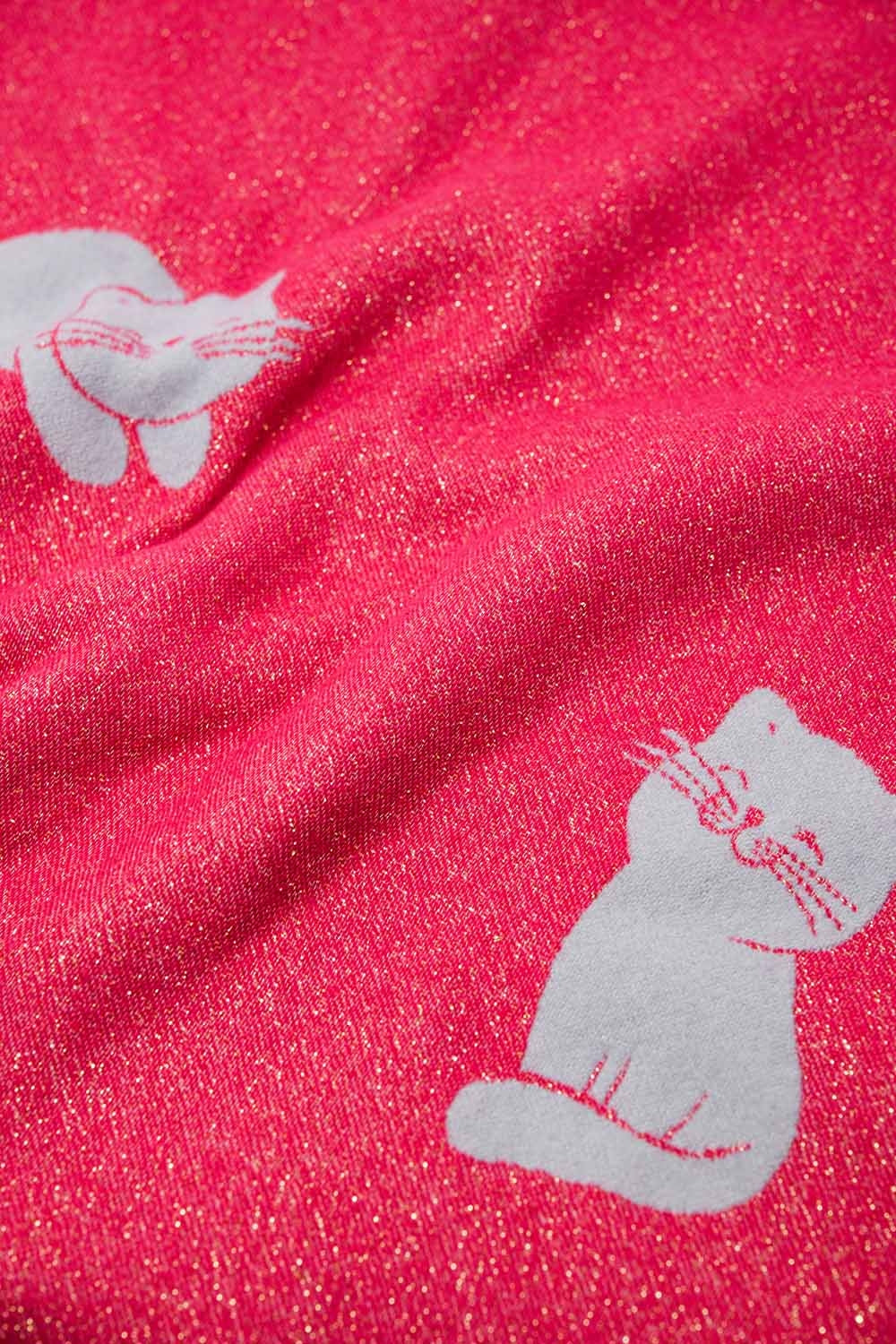 Wide soft knitted scarf in pink with cat print - Necklaces