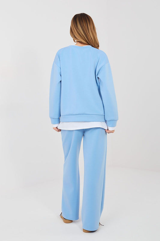 Rue Paris Women's Casual Tracksuit Set in Sky Blue - Outfit Sets