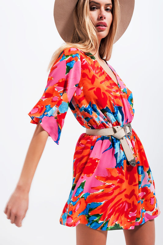 Wrap playsuit in floral - Dresses