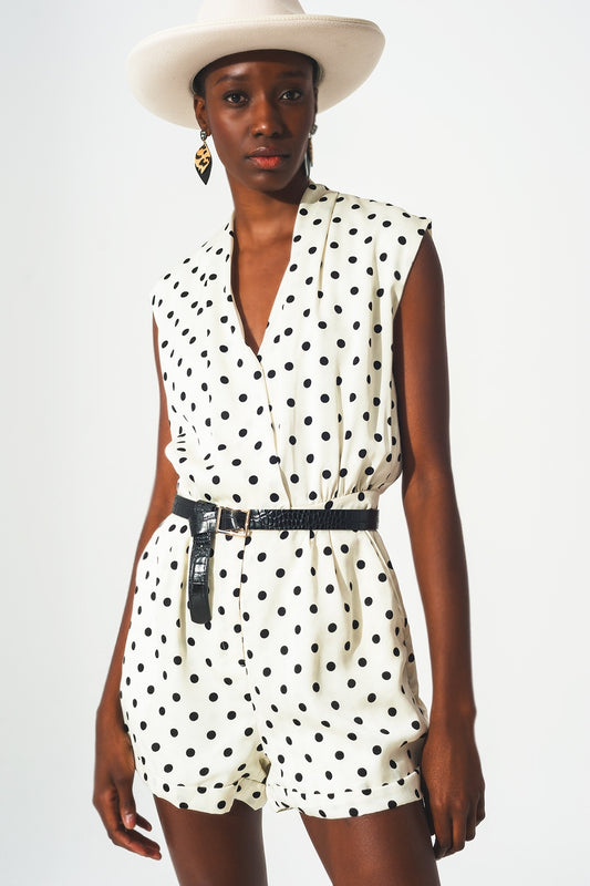 Wrap playsuit in spot print - Dresses
