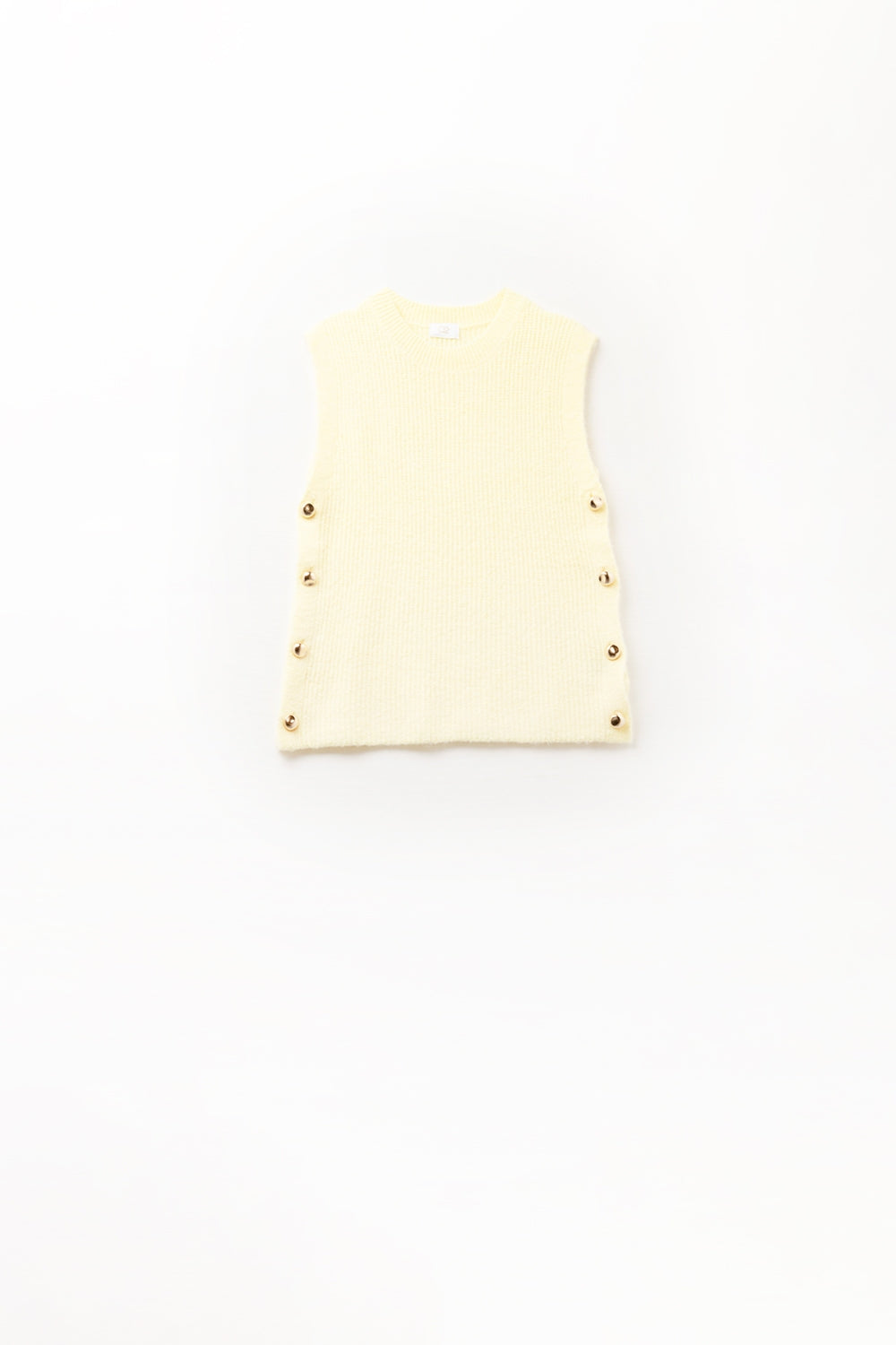 Yellow sleeveless sweater with gold buttons on side - Sweaters