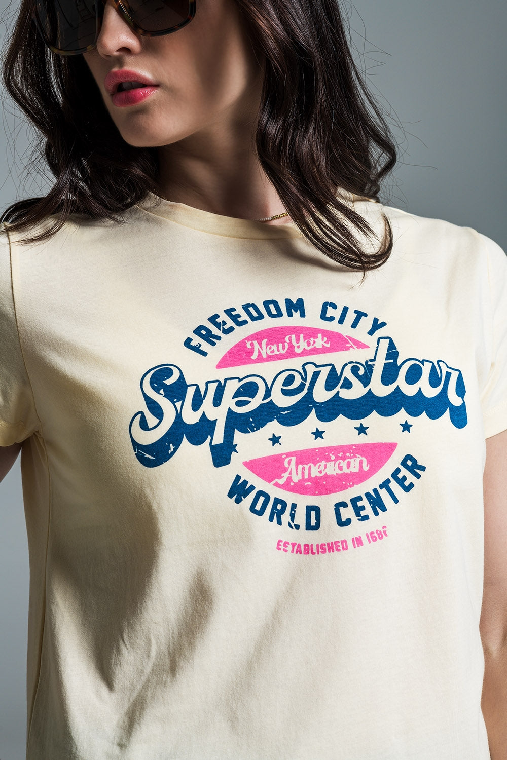 Yellow superstar printed t-shirt - T-Shirts