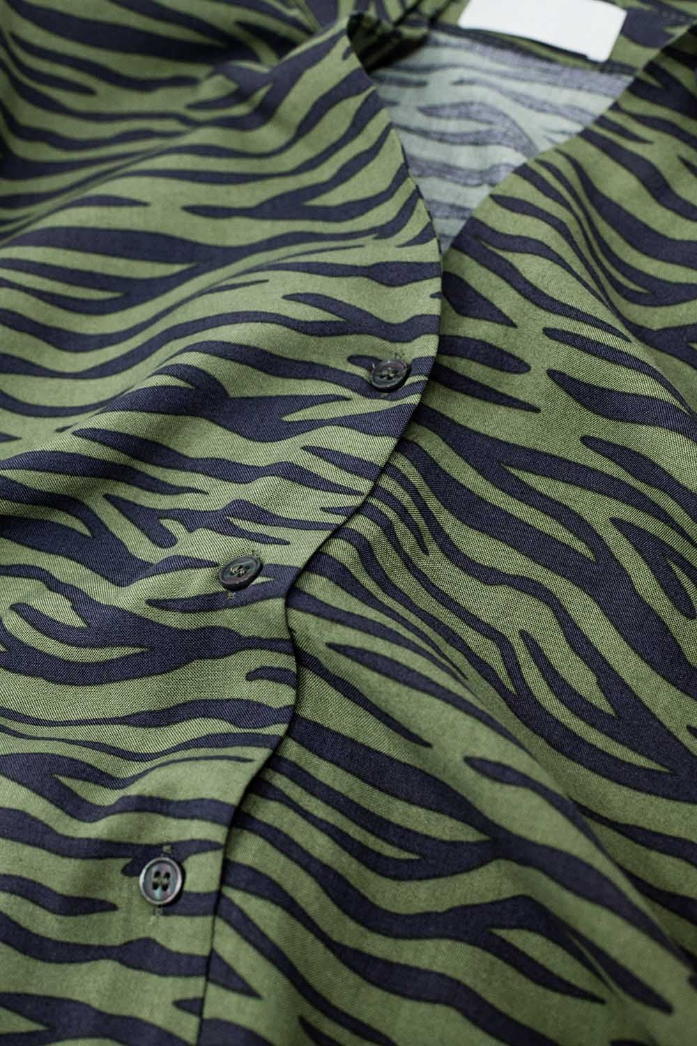 Zebra Printed Shirt in Green - Shirts