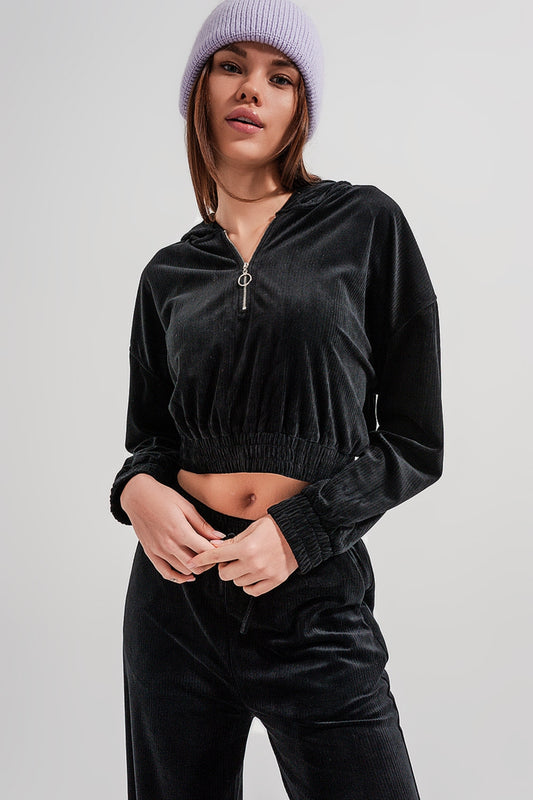 Zip through hoodie in black - Sweaters