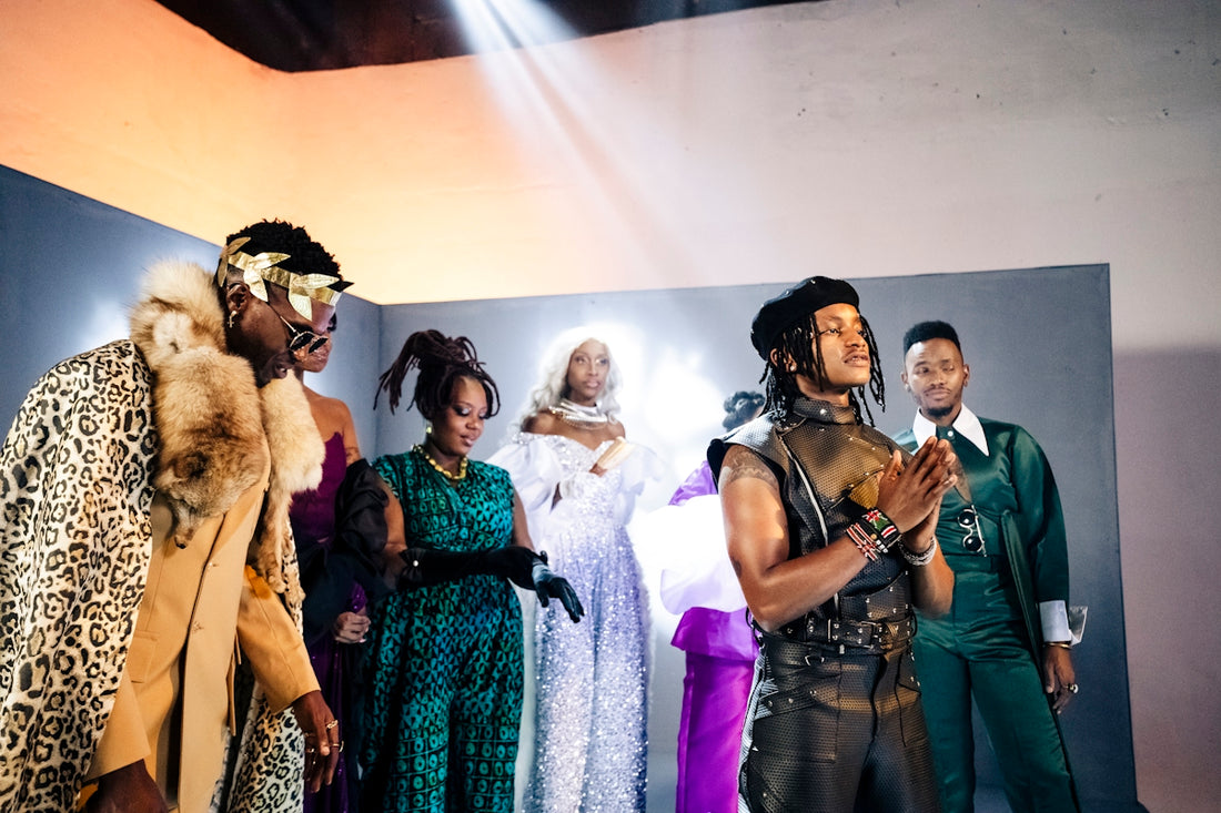 A group of people in fashionable outfits