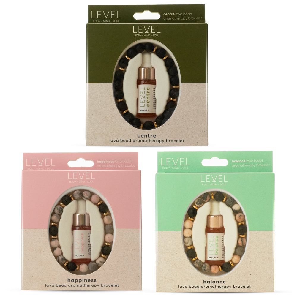 Ensemble de bracelets d'aromathérapie en perles de lave - Bonheur, centre et équilibre 