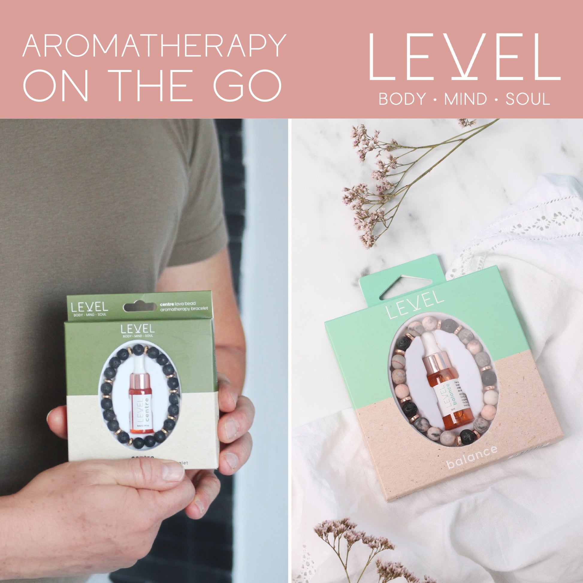 Lava Bead Aromatherapy Bracelet Set - Balance & Centre - Aromatherapy Bracelet
