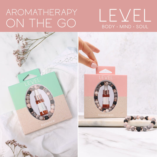 Lava Bead Aromatherapy Bracelet Set - Balance & Happiness - Aromatherapy Bracelet