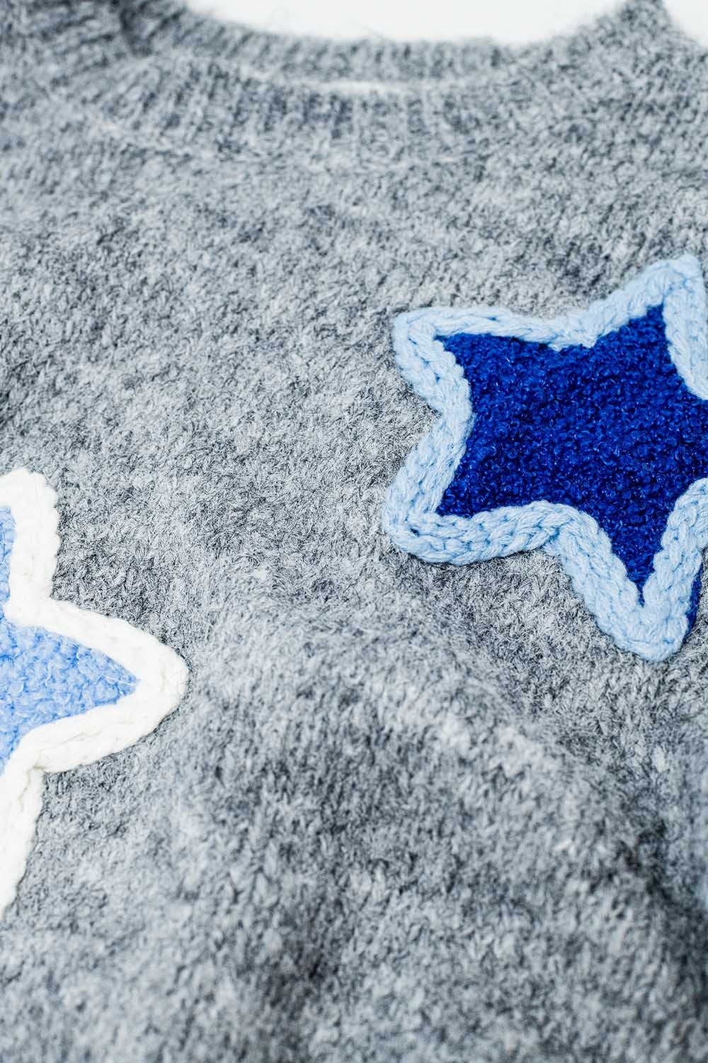 grey sweater With Embroidered Stars - jumper