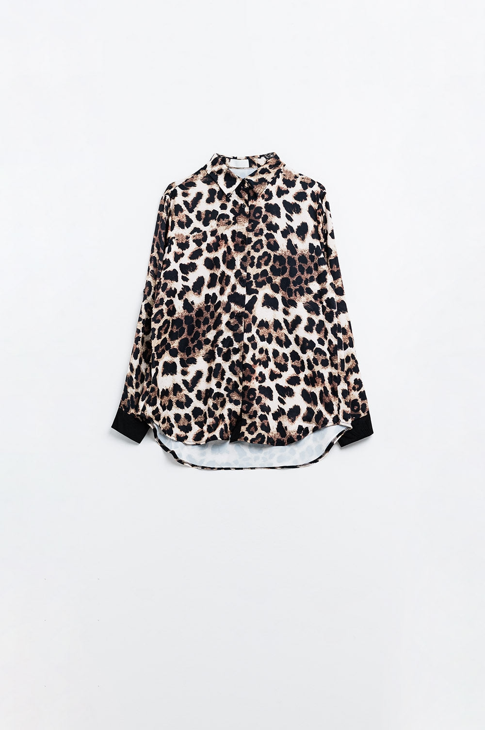 leopard shirt with black satin detail - Shirts