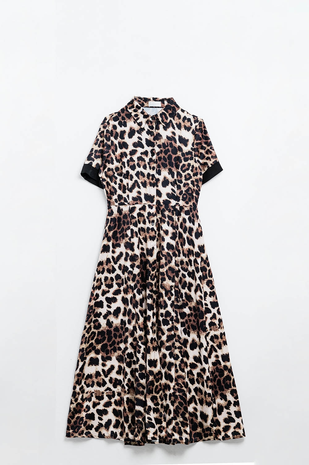 Leopard print buttoned maxi dress with satin detail - dress
