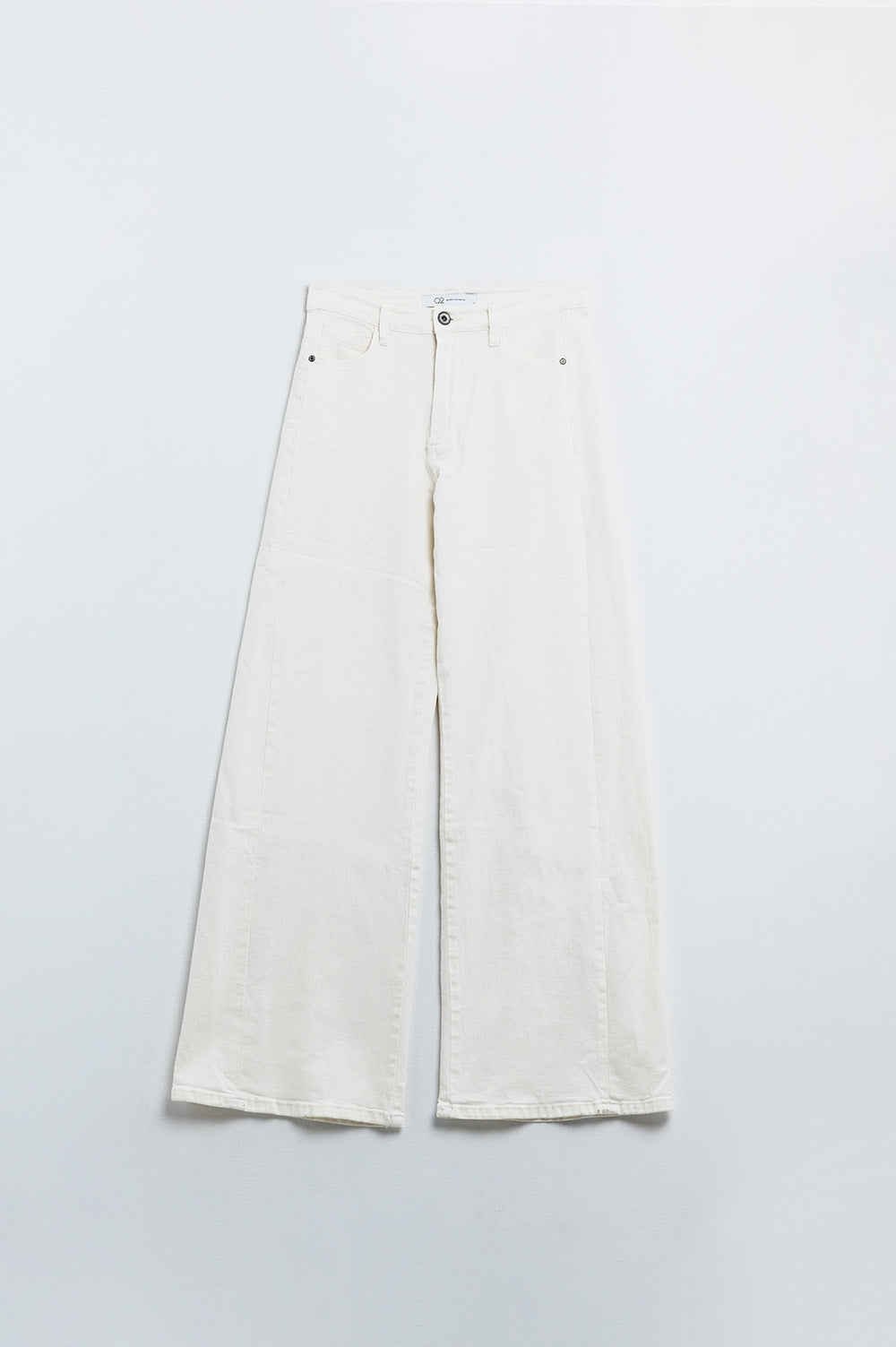 Extra wide leg trousers in cream color - Coloured Jeans