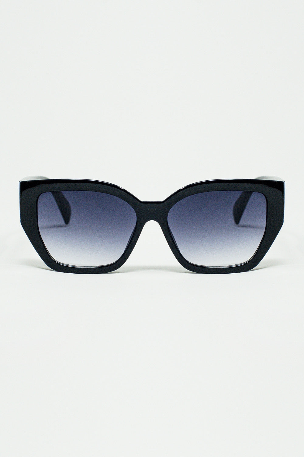 geometric thick black sunglasses with gradient lens
