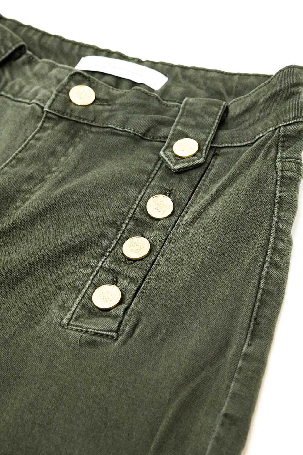 Straight Jeans With Gold Buttons At the Side in khaki - trousers