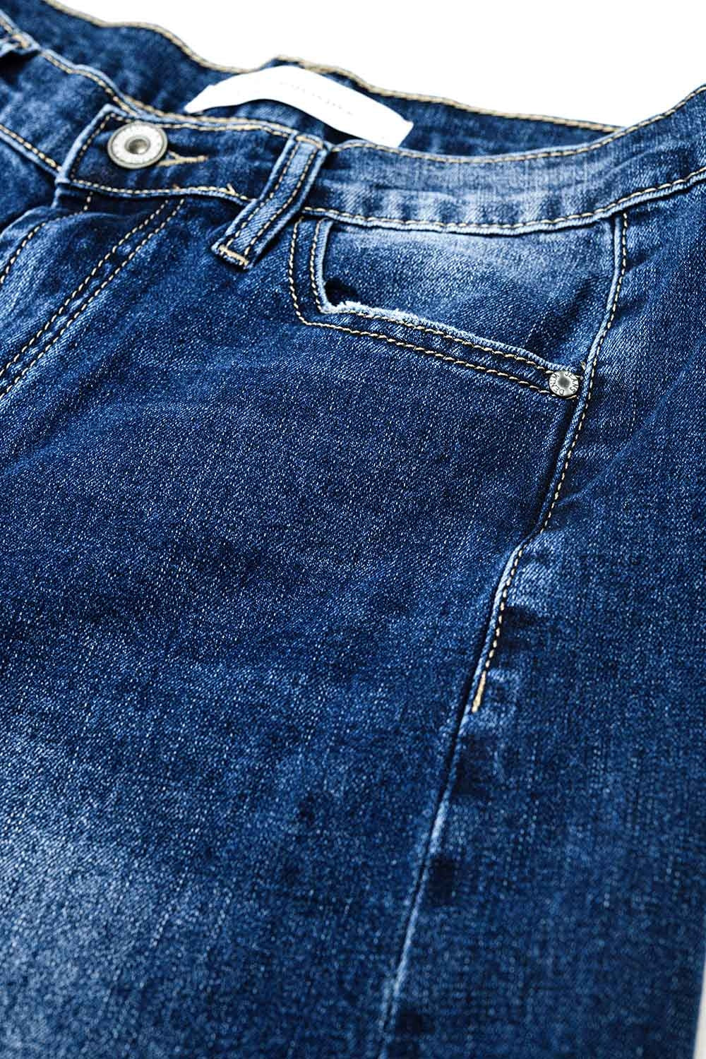 Extra wide leg washed denim with side seam - Denim