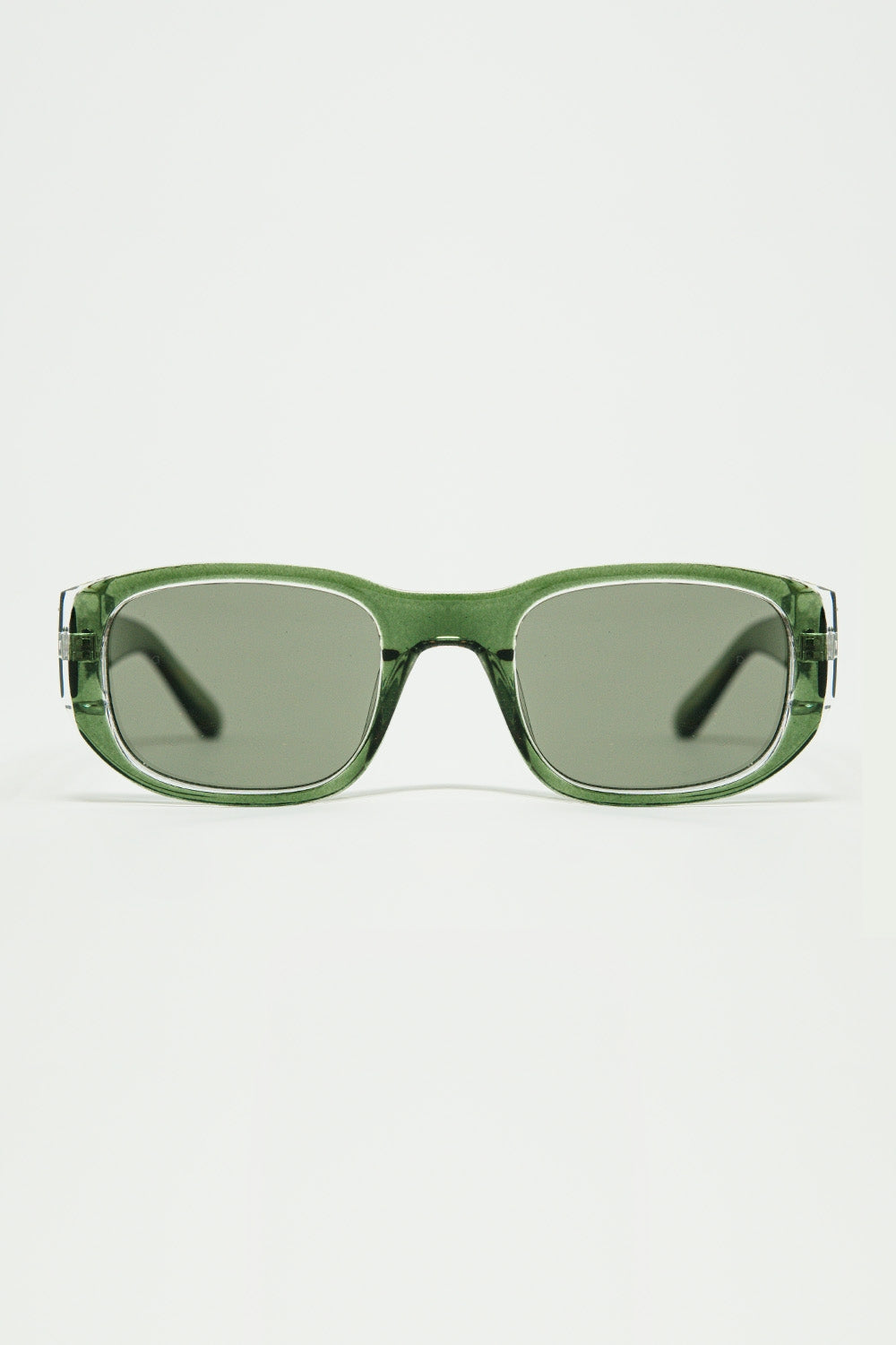 Oval Sunglasses with High Gloss Transparent Frames in green