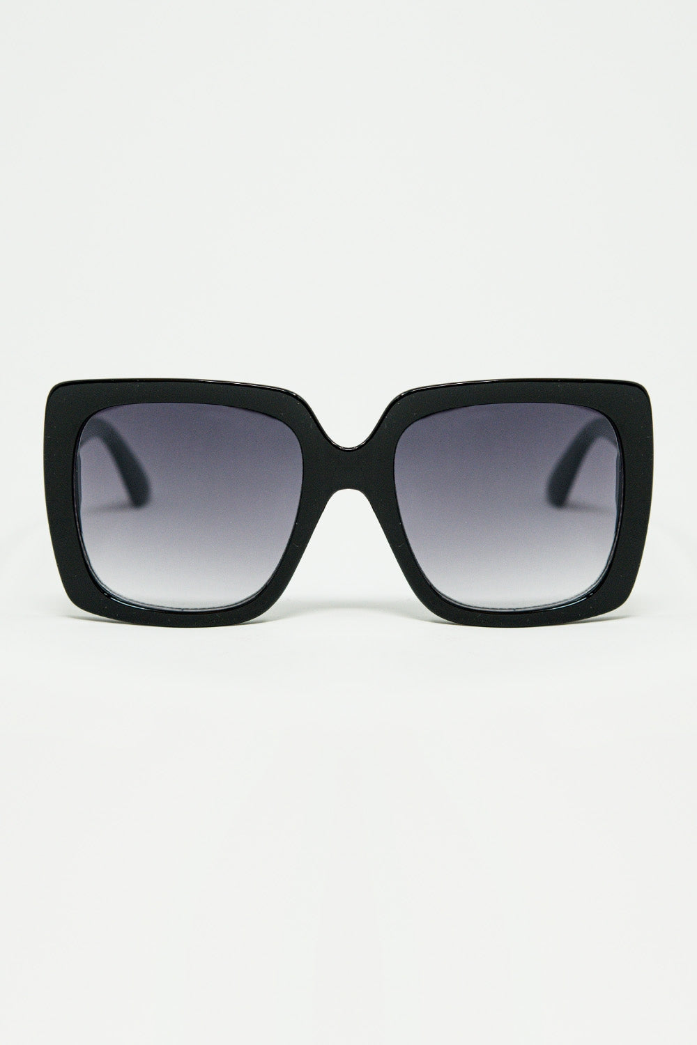 black Oversized square sunglasses with golden metallic detail