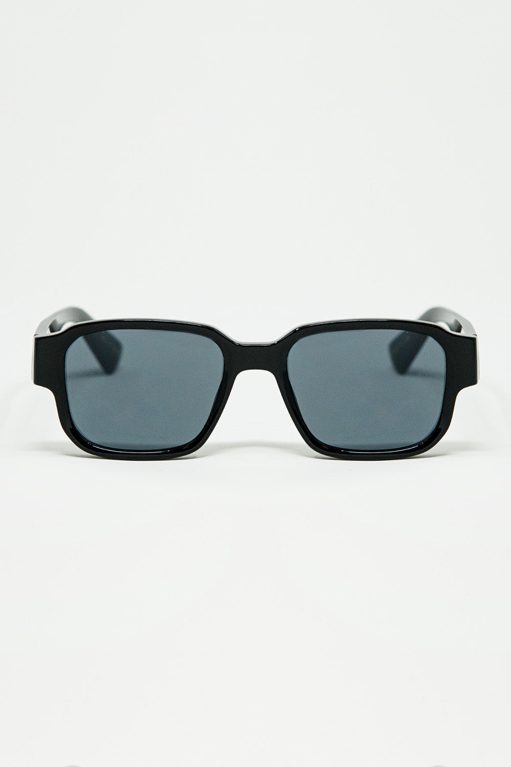 Black Chunky Square Sunglasses In Crystal Grey