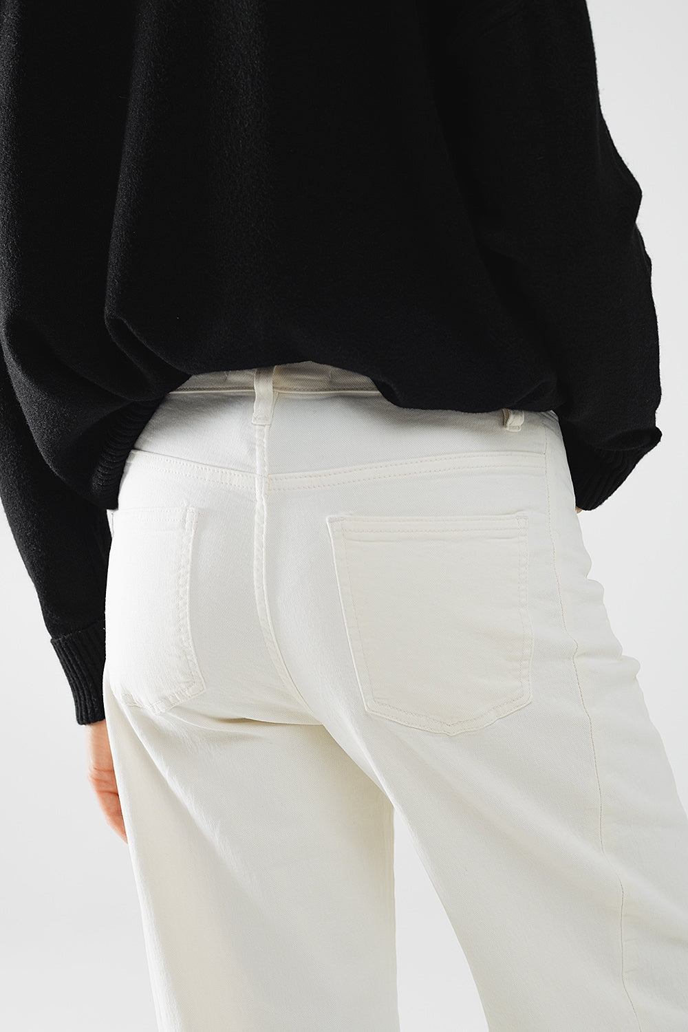 Extra wide leg trousers in cream color - Coloured Jeans